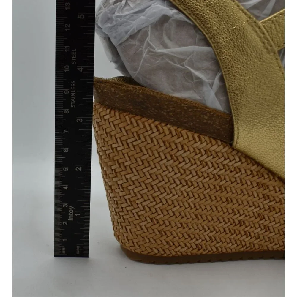 Sofft Womens Size 11 Clarissa Gold Leather‎ Wedge Sandals Shoes
